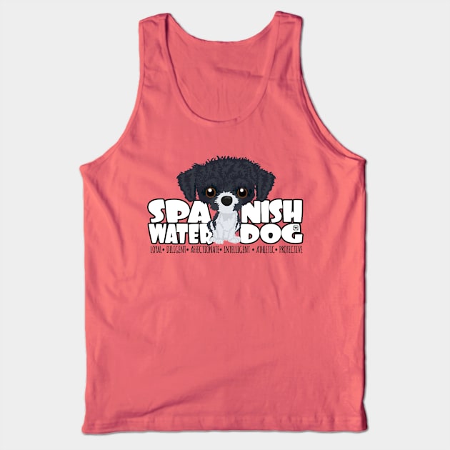 Spanish Water Dog (Black&White) - DGBigHead Tank Top by DoggyGraphics